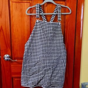Topshop Moto Denim Gingham Overalls Dress Size 12